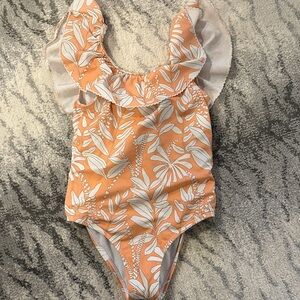 Janie and Jack Orange Floral Kids Swim One Piece